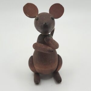 Vintage 1958 Zoo-Line Teak Mouse / MCM Mini Articulated Mouse Made in Japan